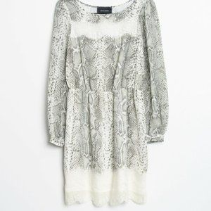 River Island Snake Print Dress with White Lace, Size AU 8 (Size US 4)